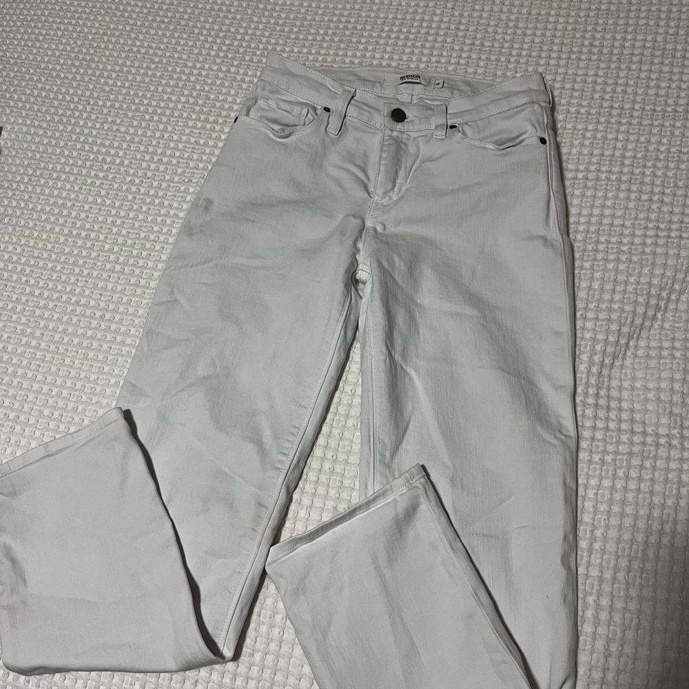 HUDSON White Nico Mid-Rise Straight Ankle Jean